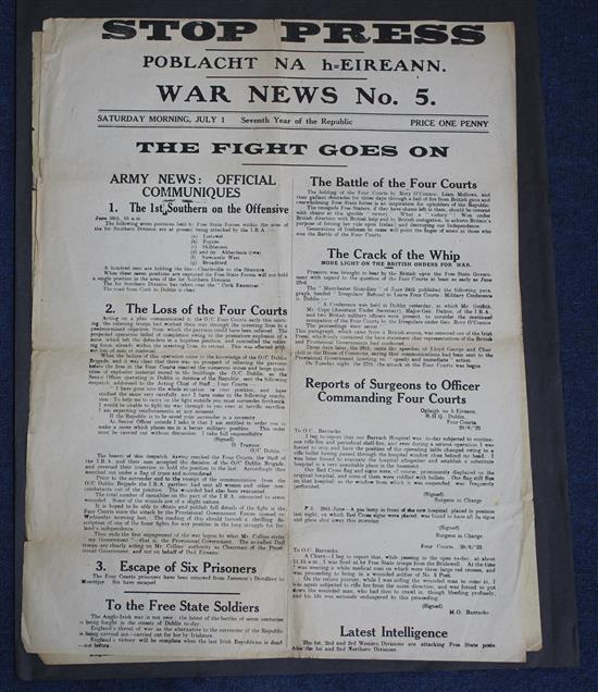 Six copies of Stop Press, Poblacht Na h-Eireann, 19.5in x 15in.